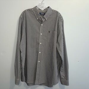 Chaps Men’s XXL Gingham Long Sleeve Collared Button Down Shirt Cotton-Blend EUC